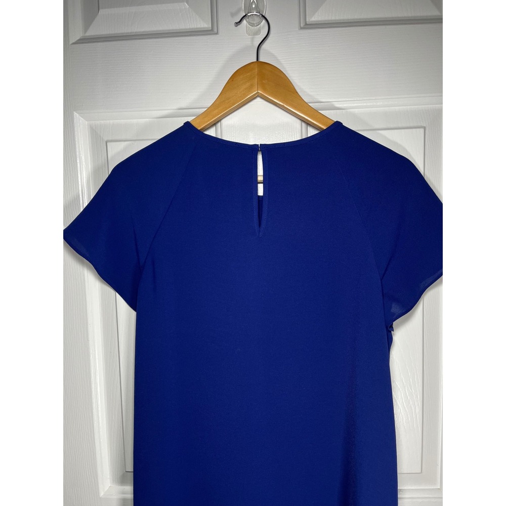 Adrianna Papell Dress Women 8 Cobalt Blue Ruffle Front Shift - Picture 9 of 11